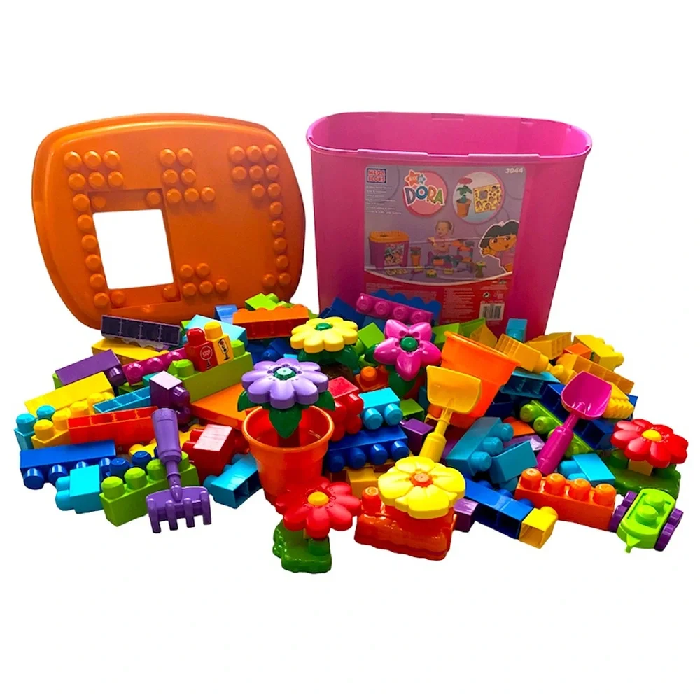 Dora Mega Blocks Tote Buildable Garden Large 140+ Pc Set Legos Y2K Vintage Toys